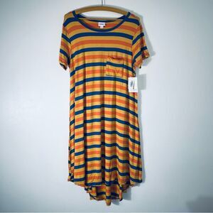 LuLaRoe Oranges and Blue Carly Dress Midi/Maxi Dress Size M NWT